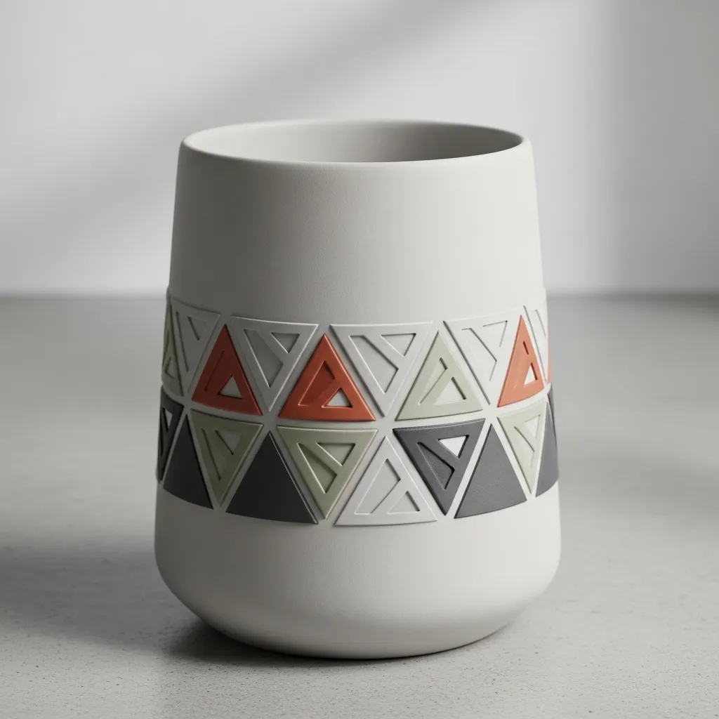 Modern ceramic vase with geometric design