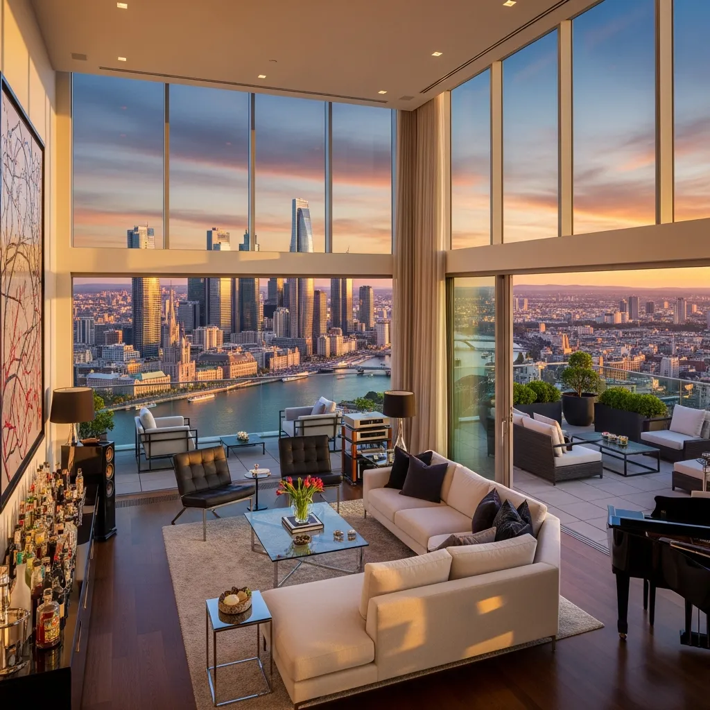 Luxurious penthouse with panoramic city views