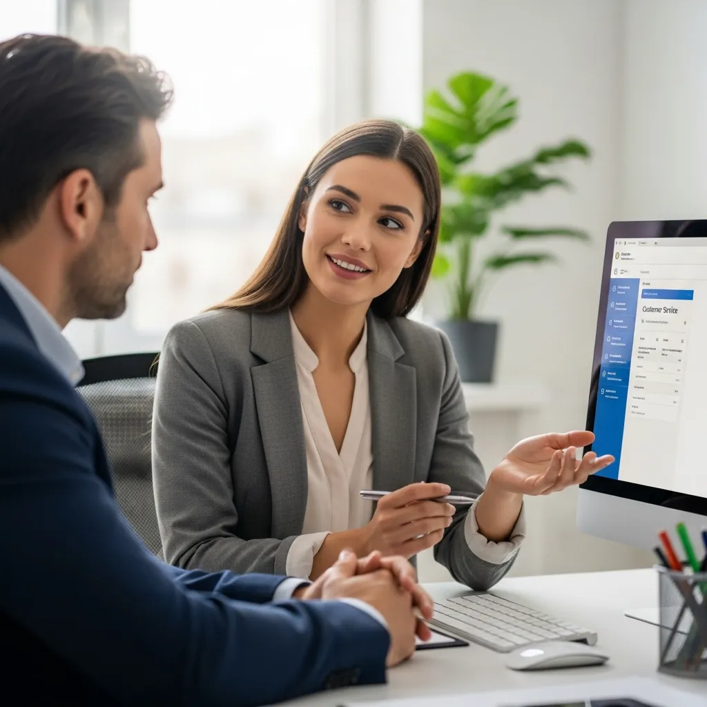 Customer service representative assisting client